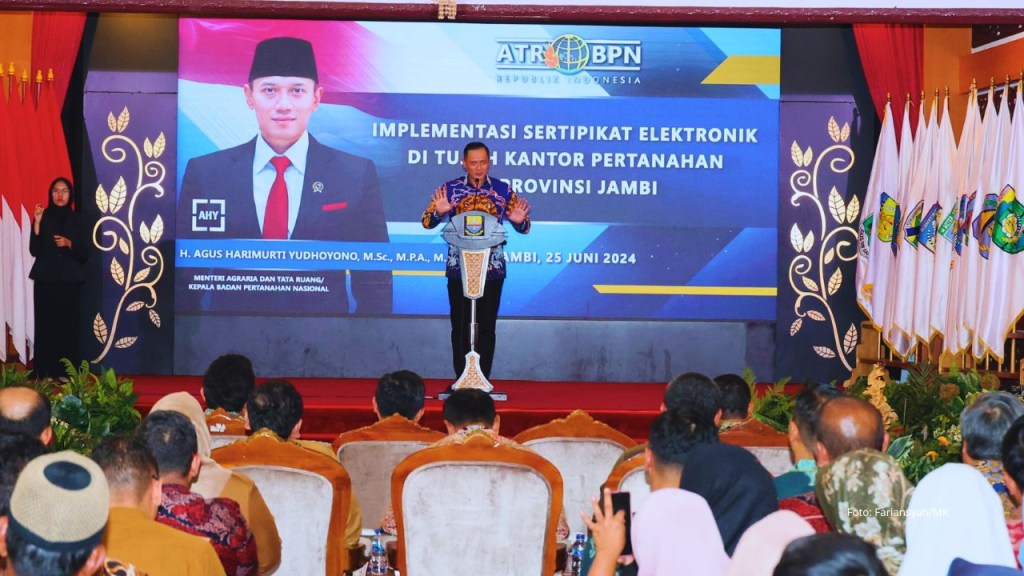 Menteri AHY Resmikan Implementasi Layanan Sertipikat Elektronik di 7 Kab/Kota, Layanan Pertanahan Jambi ‘Fully&nbsp;Digital’
