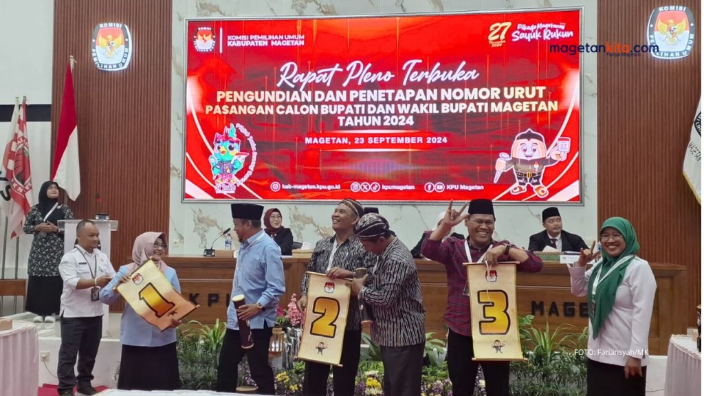 Hasil Undi Nomor di KPU Magetan, 1 NIAT, 2 HEBAT, 3 JADI